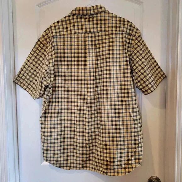 𝅺Eddie Bauer Men's Yellow/Blue Mini Plaid Short Sleeve - Picture 9 of 10